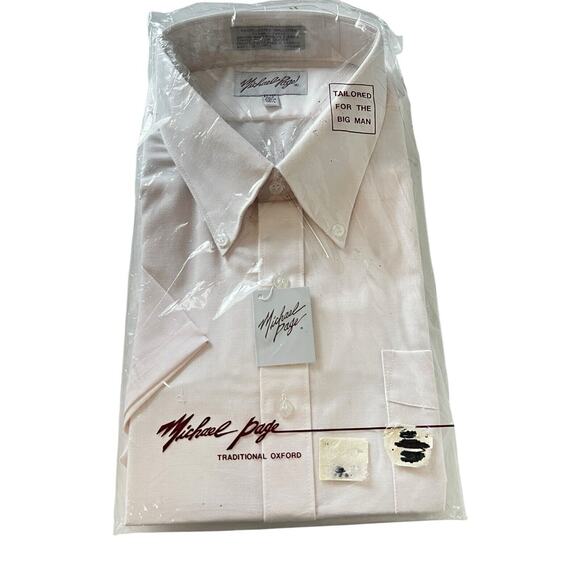 Michael Page Traditional Oxford Pink Short Sleeve Button Down Big Man 18.5 2X - Picture 1 of 6